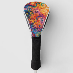 Psychedelische wervelingen olieverfschilderij golfheadcover