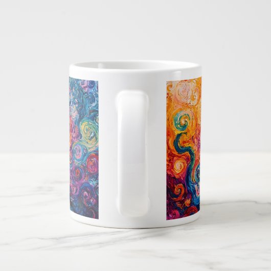 Psychedelische wervelingen olieverfschilderij grote koffiekop (Achterkant)