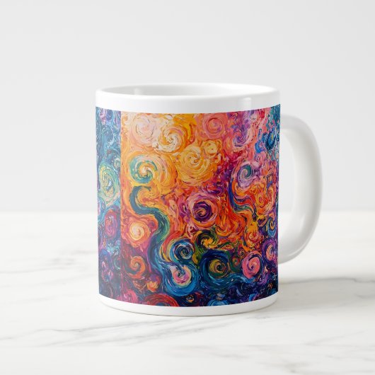 Psychedelische wervelingen olieverfschilderij grote koffiekop (Voorkant rechts)