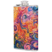 Psychedelische wervelingen olieverfschilderij heupfles (Links)