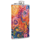 Psychedelische wervelingen olieverfschilderij heupfles (Rechts)