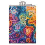 Psychedelische wervelingen olieverfschilderij heupfles (Achterkant)