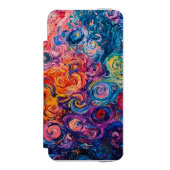 Psychedelische wervelingen olieverfschilderij incipio iPhone portemonnee hoesje (Voorkant Agenda)