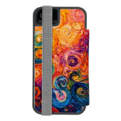 Psychedelische wervelingen olieverfschilderij incipio iPhone portemonnee hoesje (Agenda Achterkant)