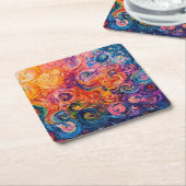 Psychedelische wervelingen olieverfschilderij kartonnen onderzetters (Schuin)