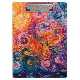 Psychedelische wervelingen olieverfschilderij klembord