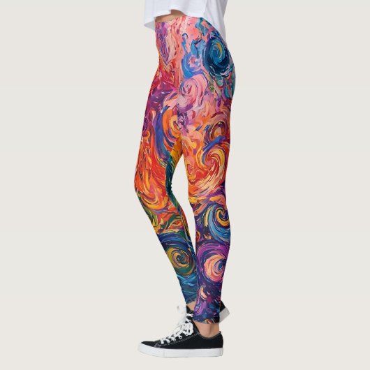 Psychedelische wervelingen olieverfschilderij leggings (Links)
