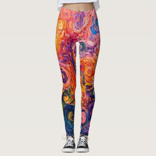 Psychedelische wervelingen olieverfschilderij leggings