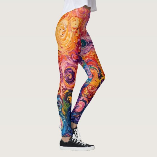 Psychedelische wervelingen olieverfschilderij leggings (Rechts)