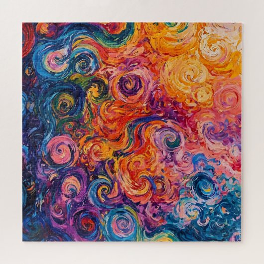 Psychedelische wervelingen olieverfschilderij legpuzzel (Horizontaal)