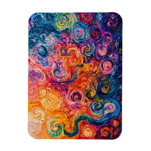 Psychedelische wervelingen olieverfschilderij magneet (Verticaal)