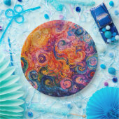 Psychedelische wervelingen olieverfschilderij papieren bordje (Feest)