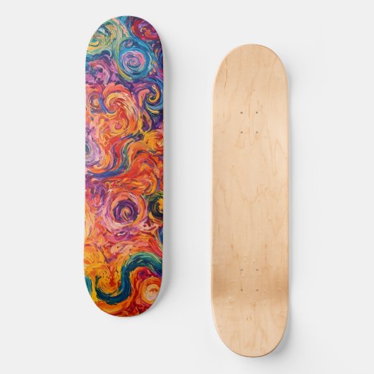 Psychedelische wervelingen olieverfschilderij persoonlijk skateboard (Voorkant)