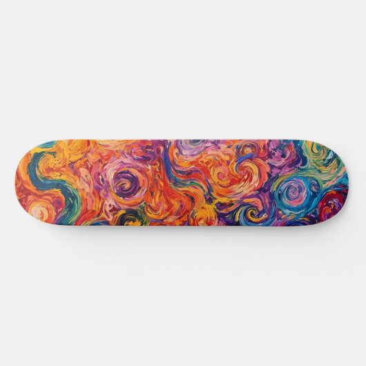 Psychedelische wervelingen olieverfschilderij persoonlijk skateboard (Horizontaal)