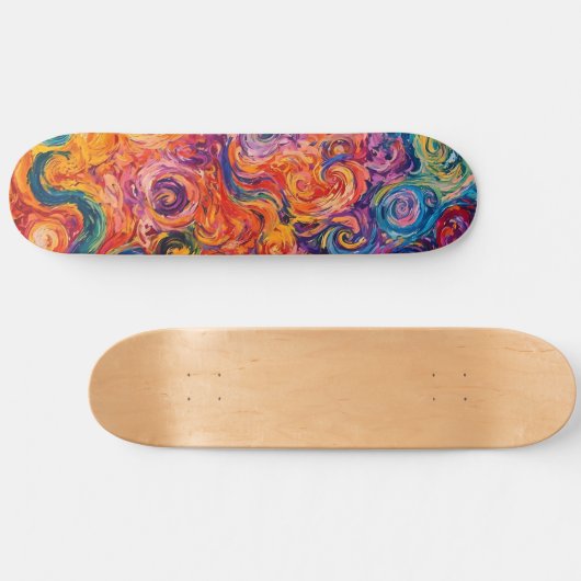 Psychedelische wervelingen olieverfschilderij persoonlijk skateboard (Horizontaal)