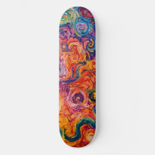 Psychedelische wervelingen olieverfschilderij persoonlijk skateboard