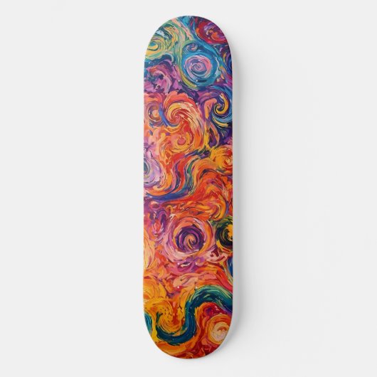 Psychedelische wervelingen olieverfschilderij persoonlijk skateboard (Voorkant)