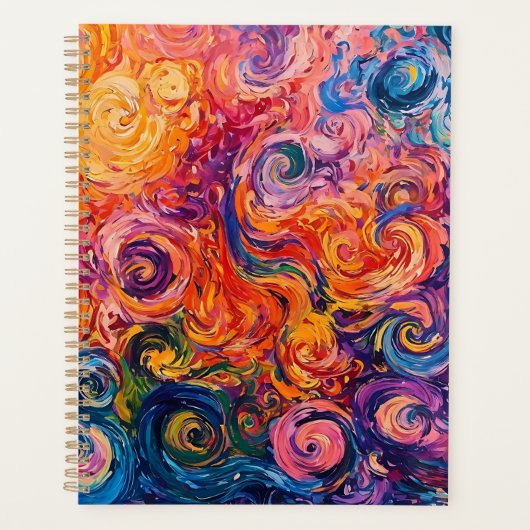 Psychedelische wervelingen olieverfschilderij planner (Voorkant)