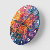 Psychedelische wervelingen olieverfschilderij ronde klok (Hoek)