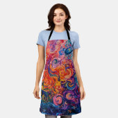 Psychedelische wervelingen olieverfschilderij schort (Gedragen)