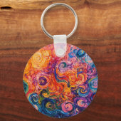 Psychedelische wervelingen olieverfschilderij sleutelhanger (Voorkant)