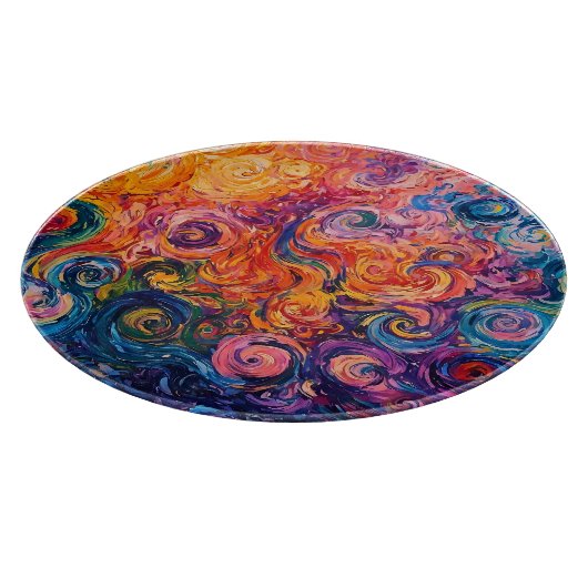 Psychedelische wervelingen olieverfschilderij snijplank (Hoek)