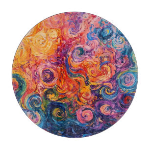 Psychedelische wervelingen olieverfschilderij snijplank