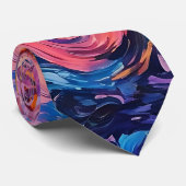 Psychedelische wervelingen olieverfschilderij stropdas (Opgerold)
