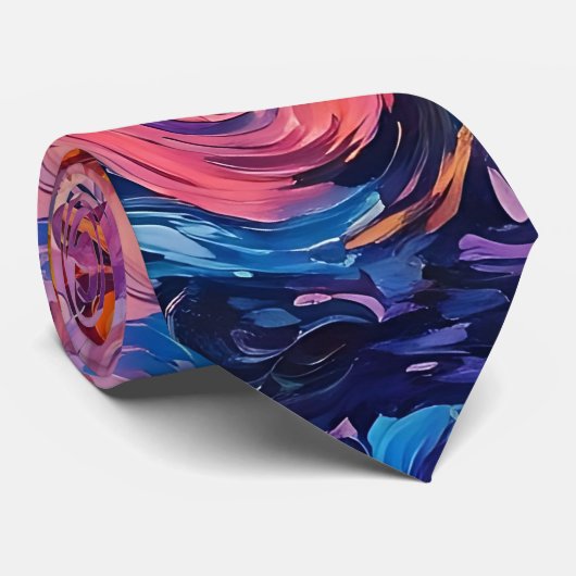 Psychedelische wervelingen olieverfschilderij stropdas (Opgerold)