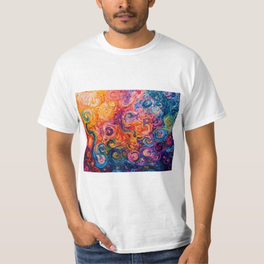 Psychedelische wervelingen olieverfschilderij t-shirt (Voorkant)