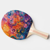 Psychedelische wervelingen olieverfschilderij tafeltennisbatje (Zijkant)
