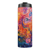 Psychedelische wervelingen olieverfschilderij thermosbeker (Voorkant)