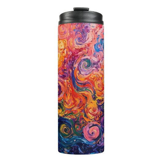 Psychedelische wervelingen olieverfschilderij thermosbeker (Voorkant)