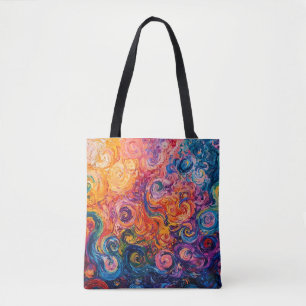 Psychedelische wervelingen olieverfschilderij tote bag