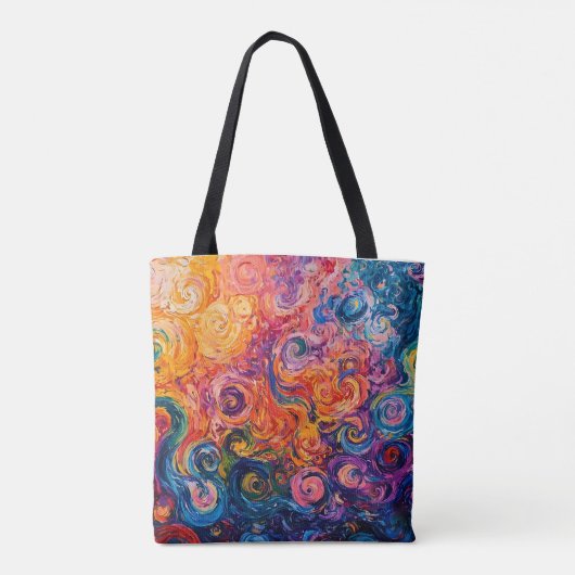 Psychedelische wervelingen olieverfschilderij tote bag (Achterkant)