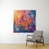 Psychedelische wervelingen olieverfschilderij wandkleed (In situ)