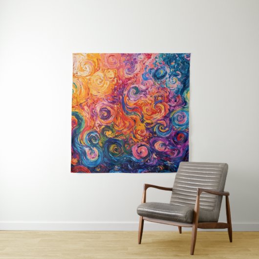 Psychedelische wervelingen olieverfschilderij wandkleed (In situ)