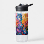 Psychedelische wervelingen olieverfschilderij waterfles (Links)