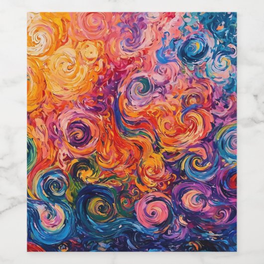 Psychedelische wervelingen olieverfschilderij wijn etiket (Enkel label)