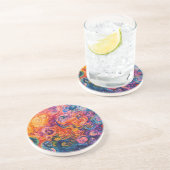 Psychedelische wervelingen olieverfschilderij zandsteen onderzetter (Zijkant)