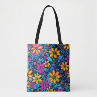 Psychedelische wilde bloem Canvas tas