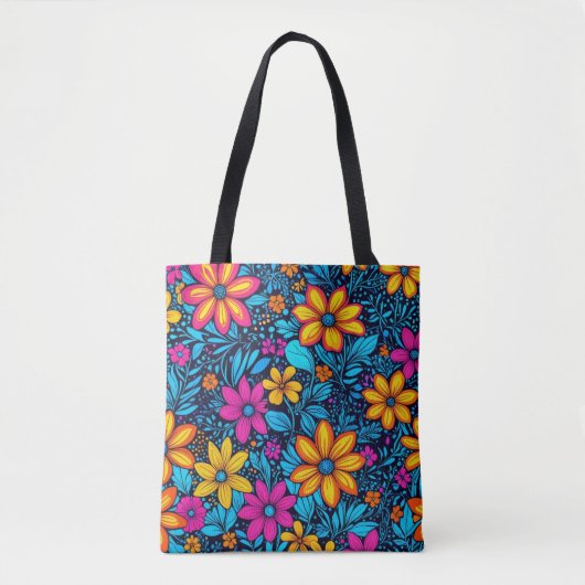 Psychedelische wilde bloem Canvas tas (Voorkant)