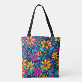 Psychedelische wilde bloem Canvas tas (Achterkant)