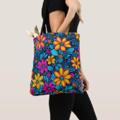 Psychedelische wilde bloem Canvas tas (Dichtbij)