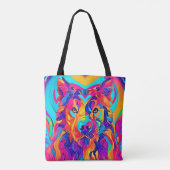 Psychedelische Wolf Majesteit Tote Bag (Achterkant)