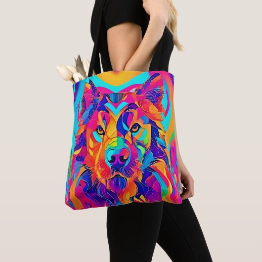 Psychedelische Wolf Majesteit Tote Bag (Dichtbij)