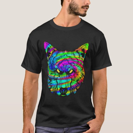 Psychedelische Wolf Wolven Hallucinaties Trance T-shirt (Voorkant)
