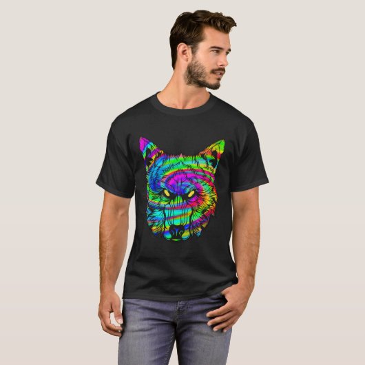 Psychedelische Wolf Wolven Hallucinaties Trance T-shirt (Voorkant volledig)