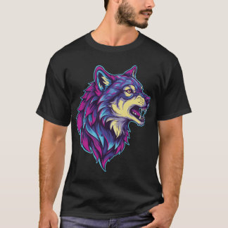 psychedelische wolfkop t-shirt