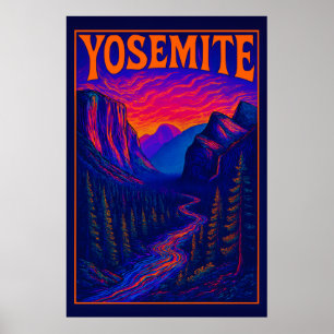 Psychedelische Yosemite Poster
